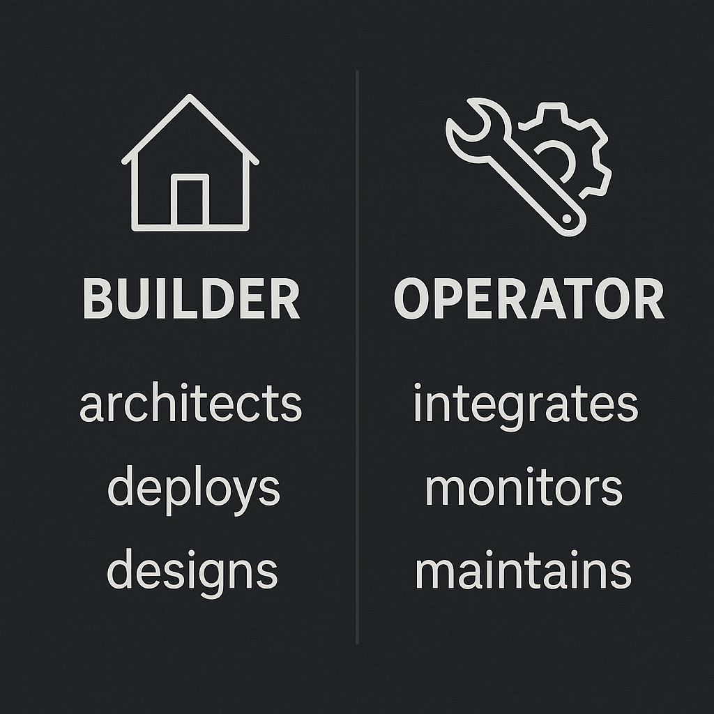 Comparison of AI builder and AI operator roles and responsibilities