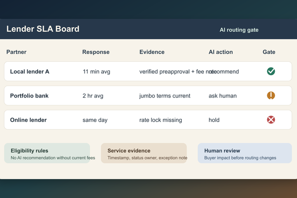 Build a Lender SLA Board Before AI Recommends Financing Partners - Real Estate insights